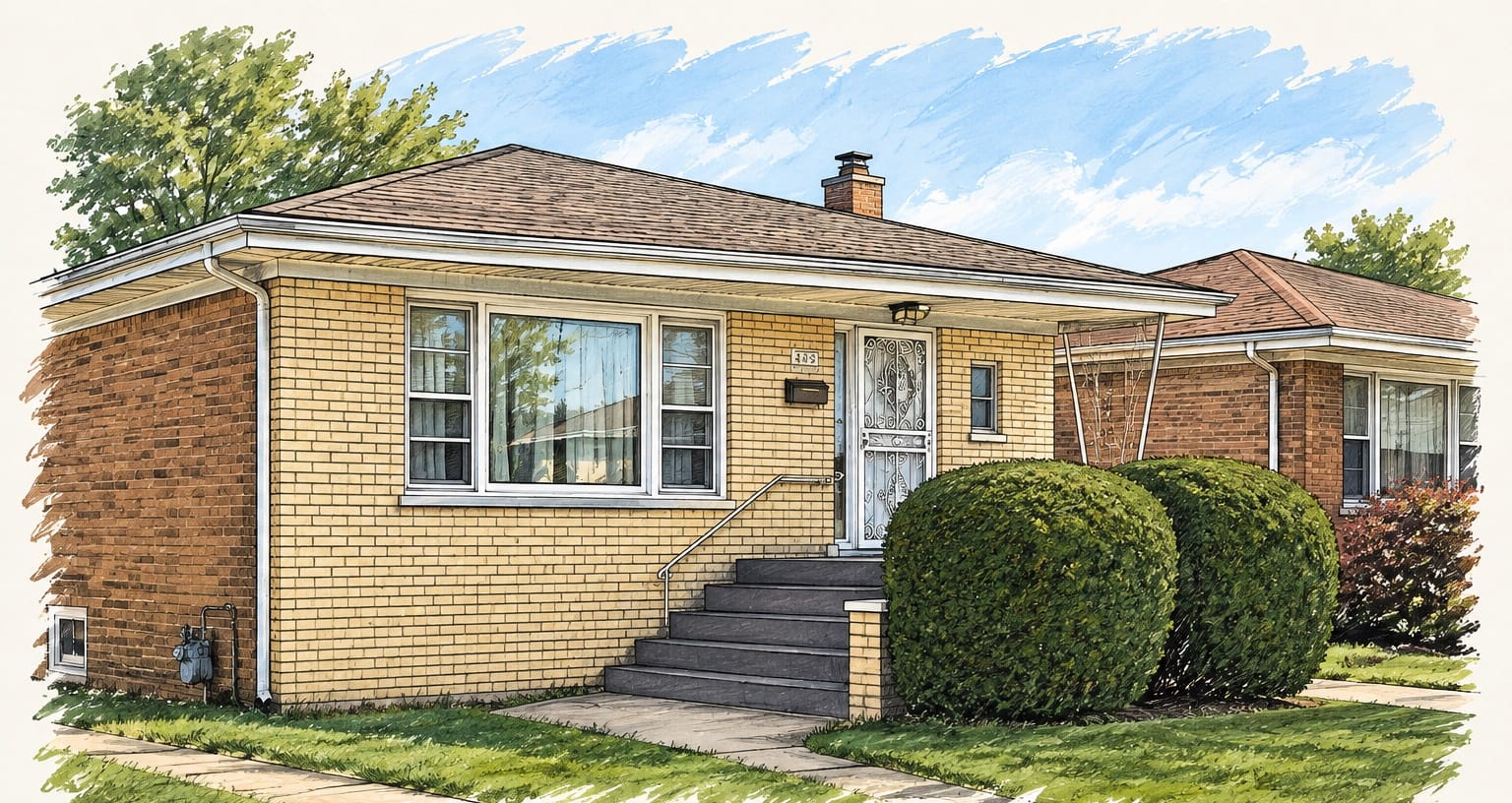 Watercolor painting of Divine Center's Calumet City home