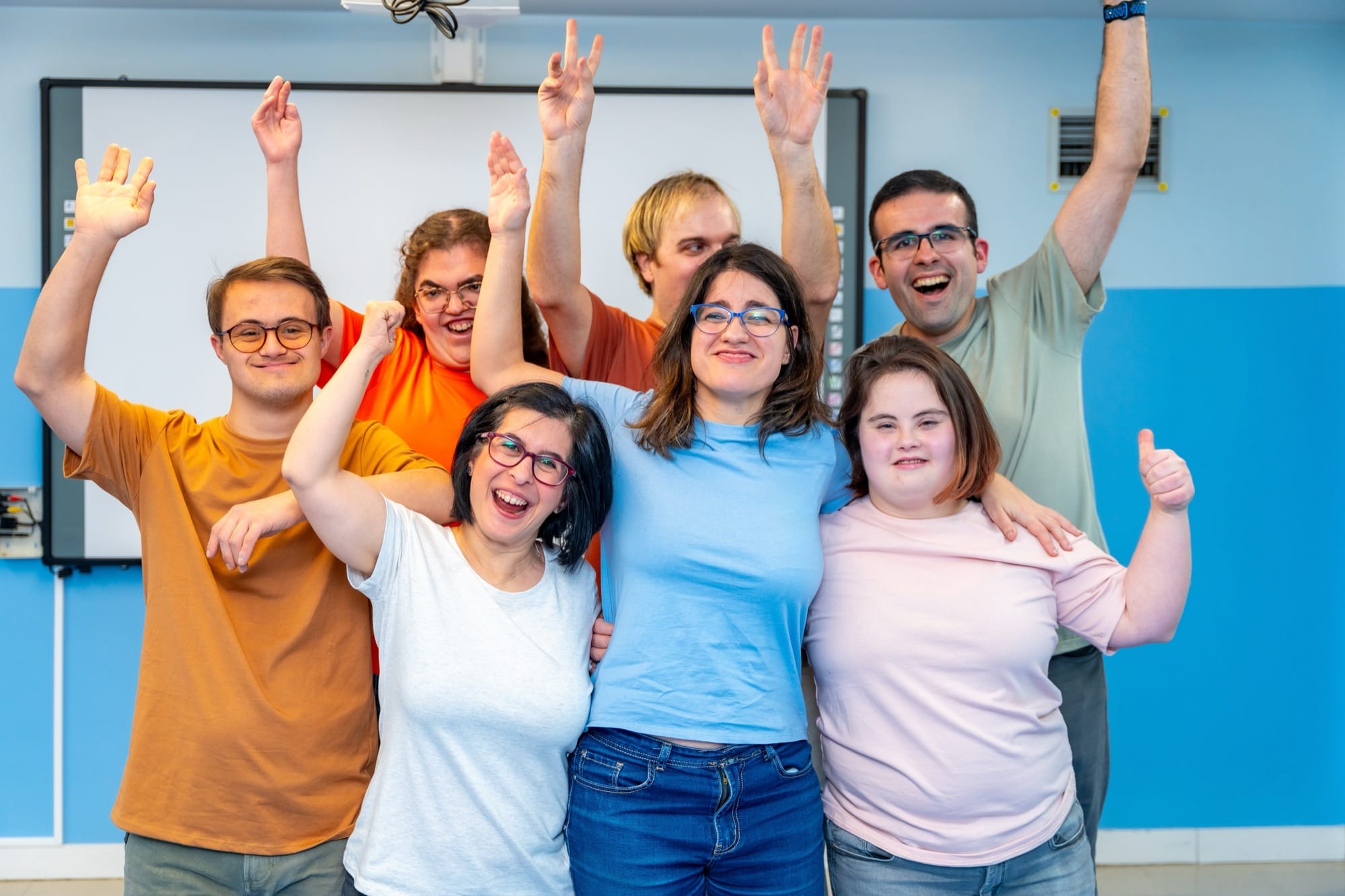 A group celebrating together