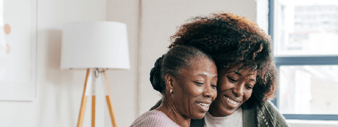 Two people sharing a moment at home